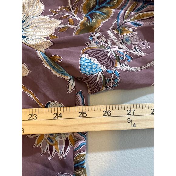 Chico's Blouse Women's 4 XXL Jacobean Bouquet Floral Pleated Ruffle Long Sleeve - Picture 6 of 12